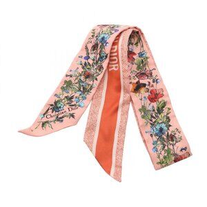 Dior Scarf Mitzah Ribbon Silk Pink Multicolor